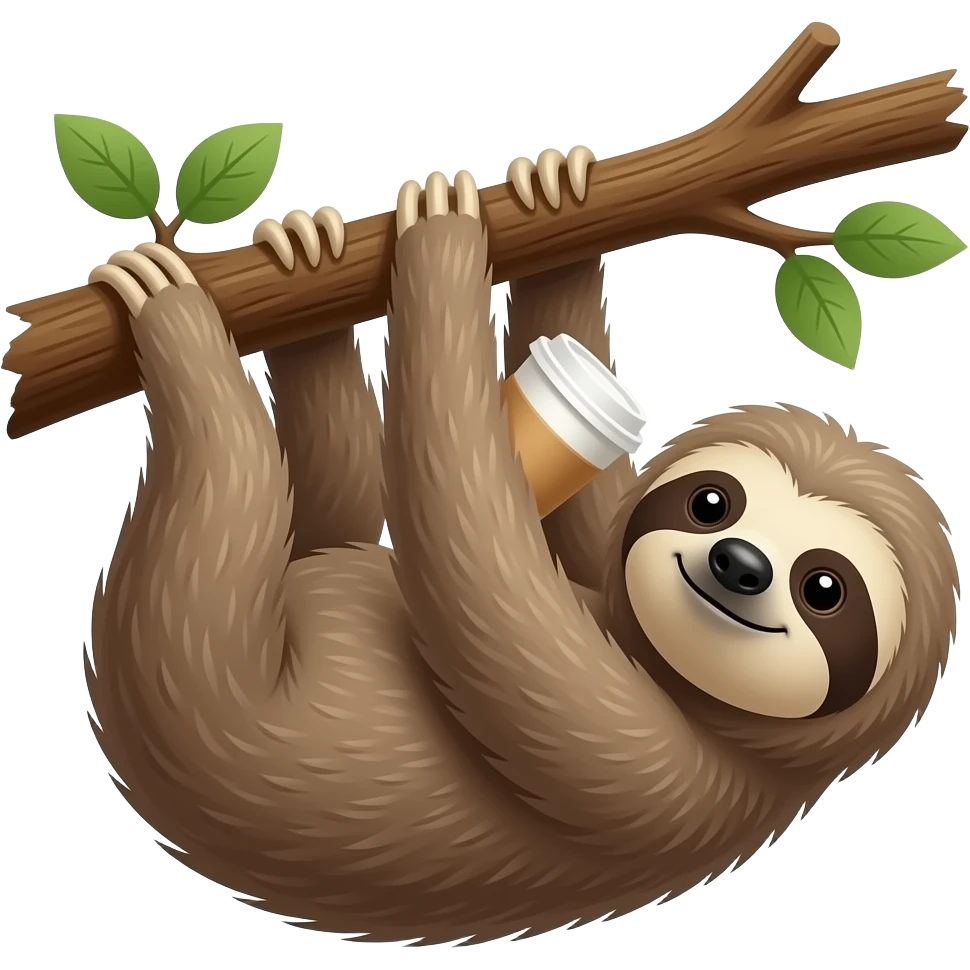 sloth tree morning coffee paper cup hanging emoji