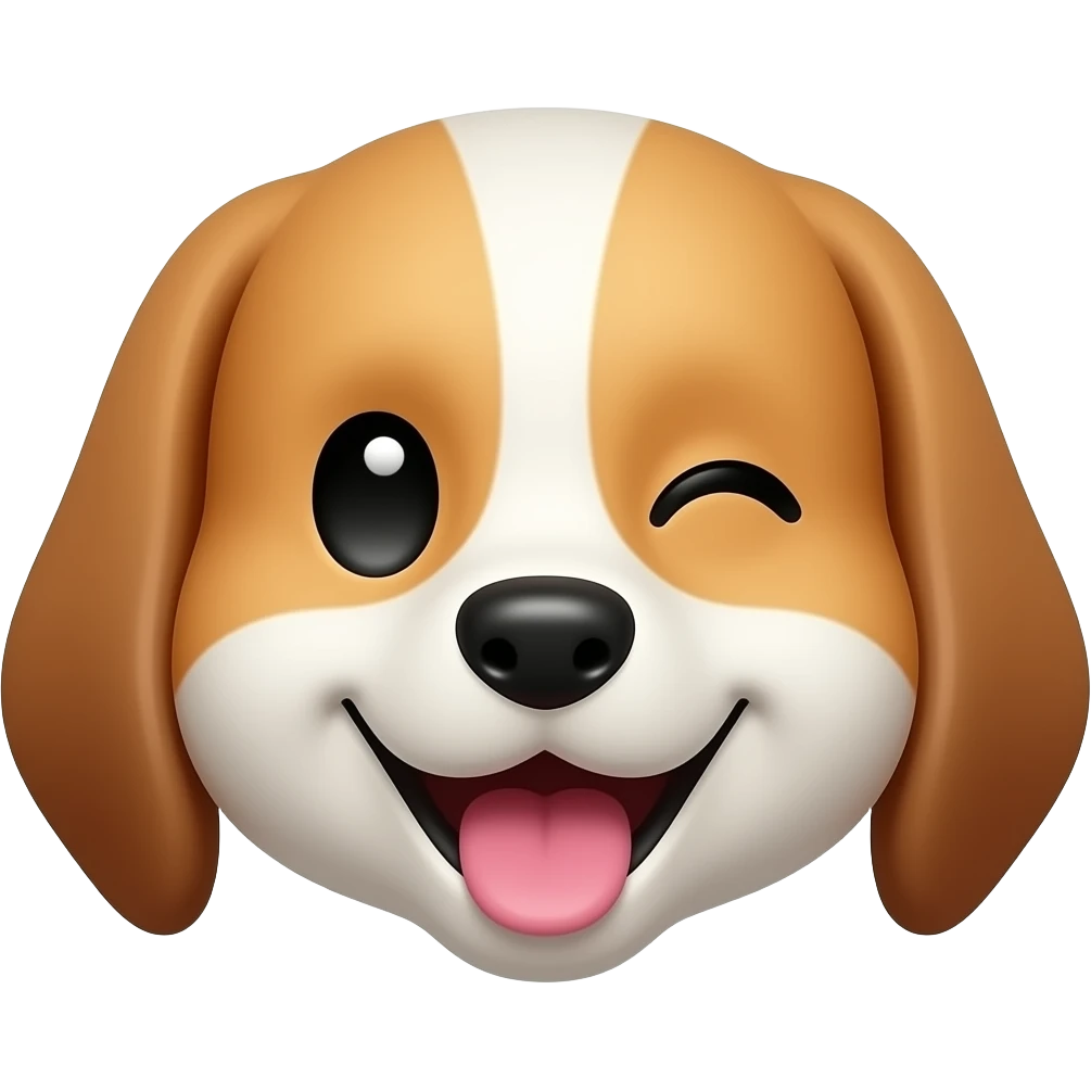 head of a happy dog ​​with a winking eye emoji