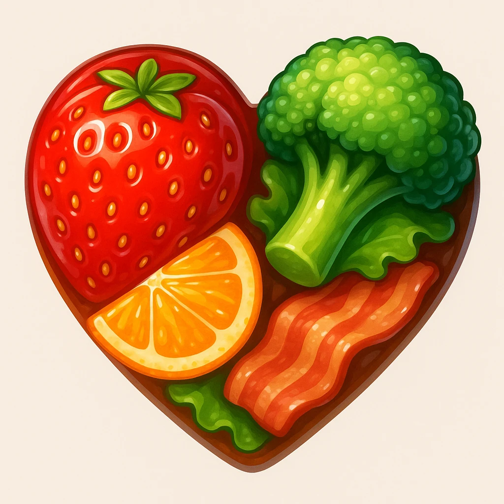 food heart emoji, shiny emoji