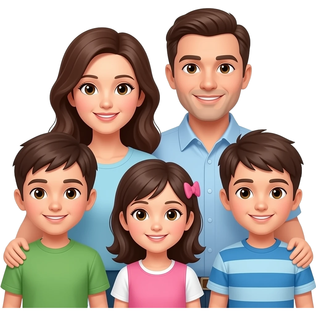 Family of 5 mom dad 2 sons 1 daugher emoji