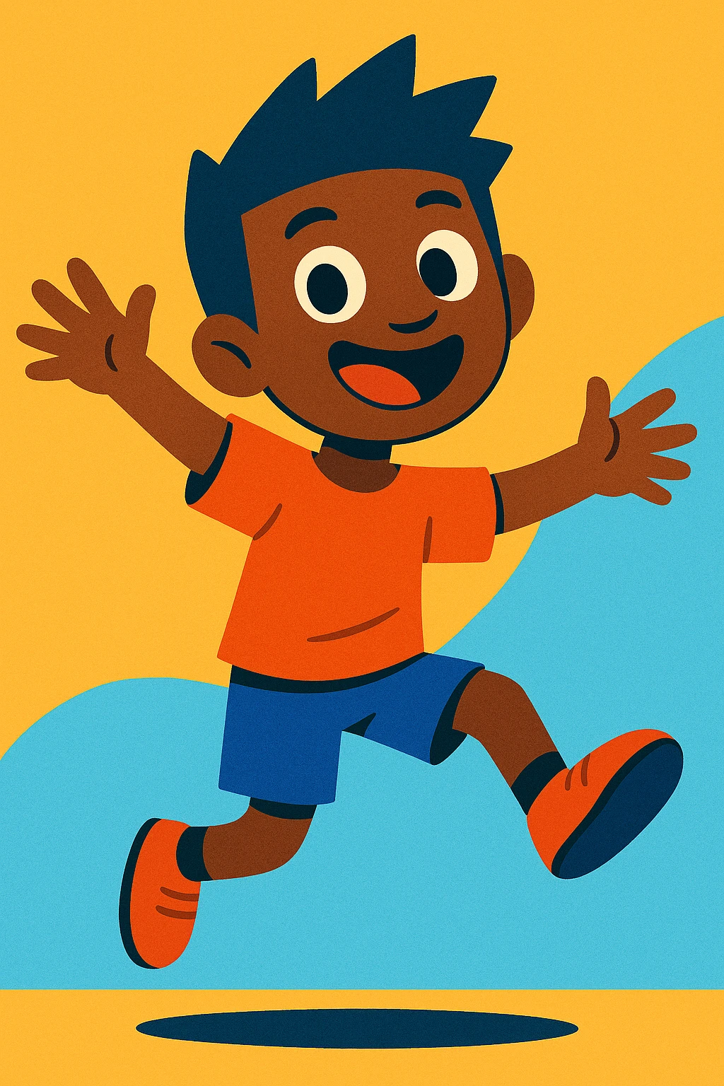 Segmia boy, cheerful pose, simple background, modern illustration emoji