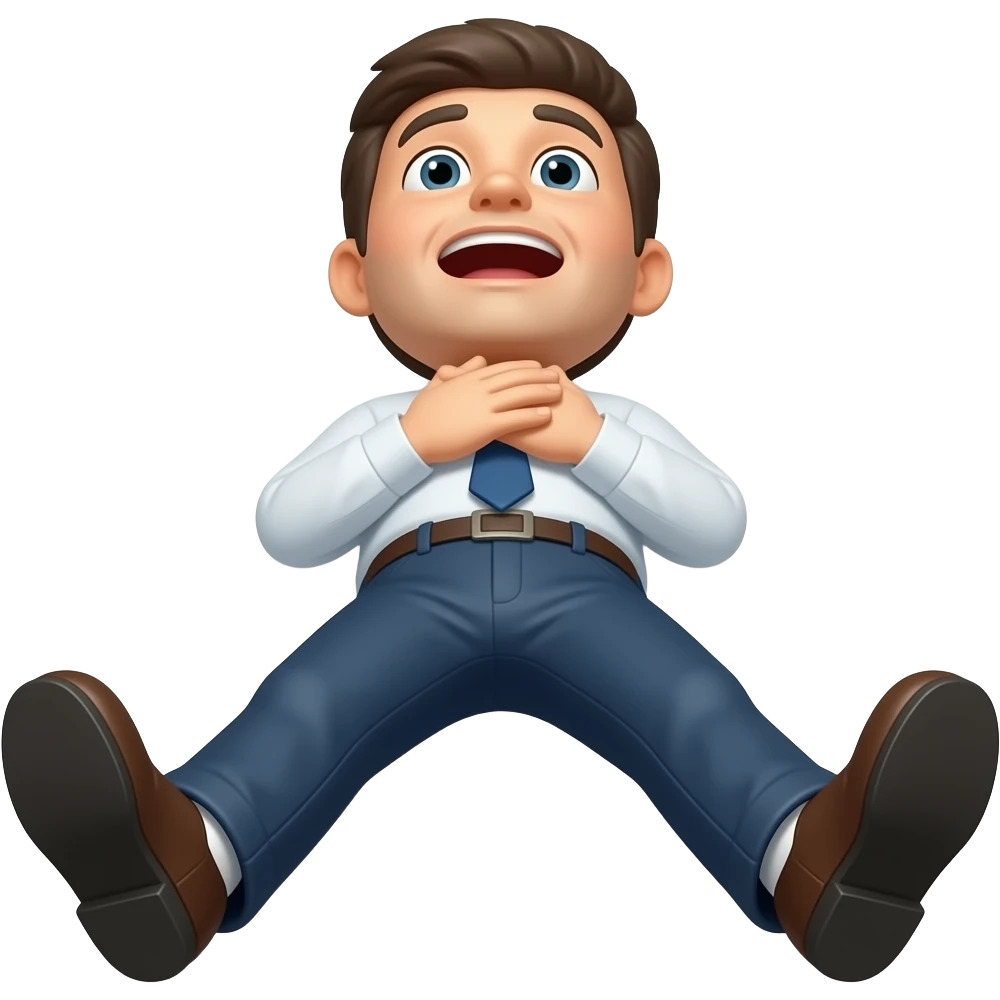 Generate an emoji in which a man apologizing while lying on her feet to her emoji