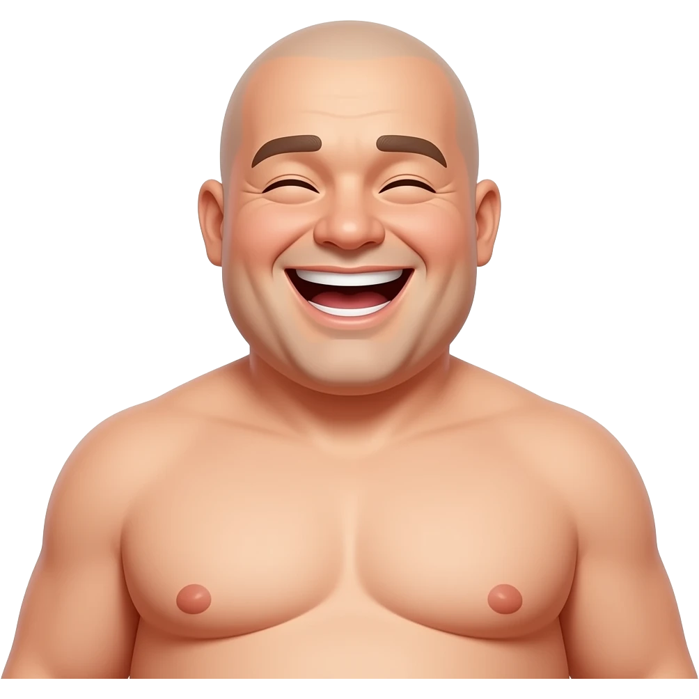 fat very fatshirtless bald man with big fat nipples laughing emoji