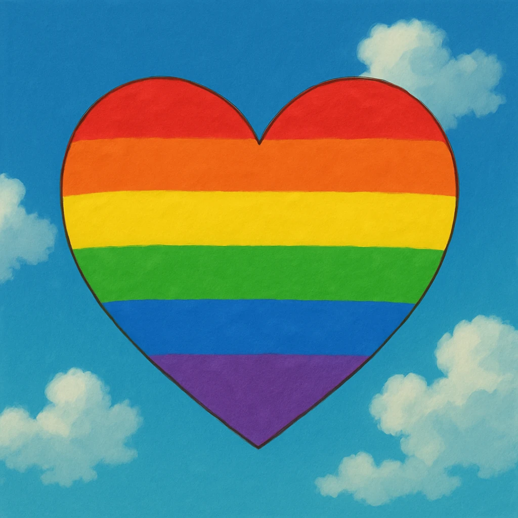 heart in rainbow pride colors, simple and bold, no text emoji
