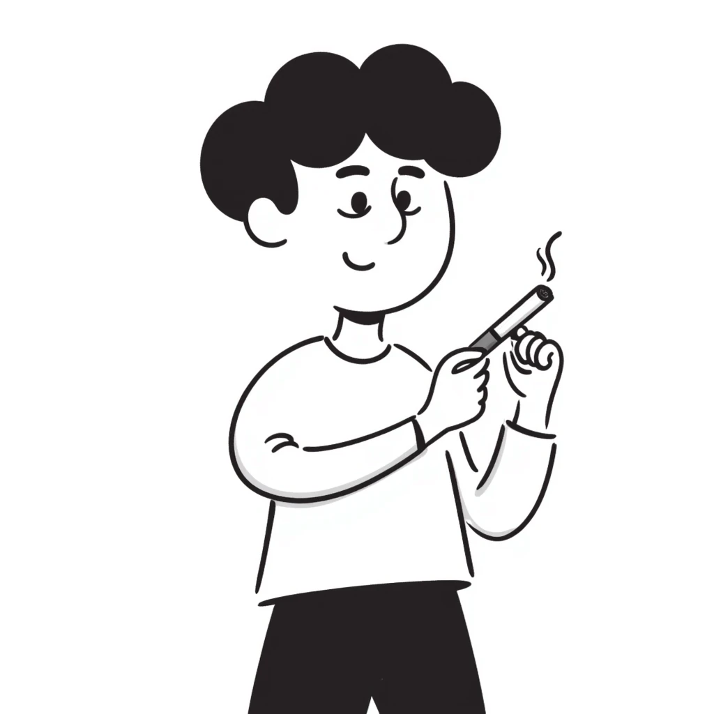 student with dazed look, holding a joint emoji