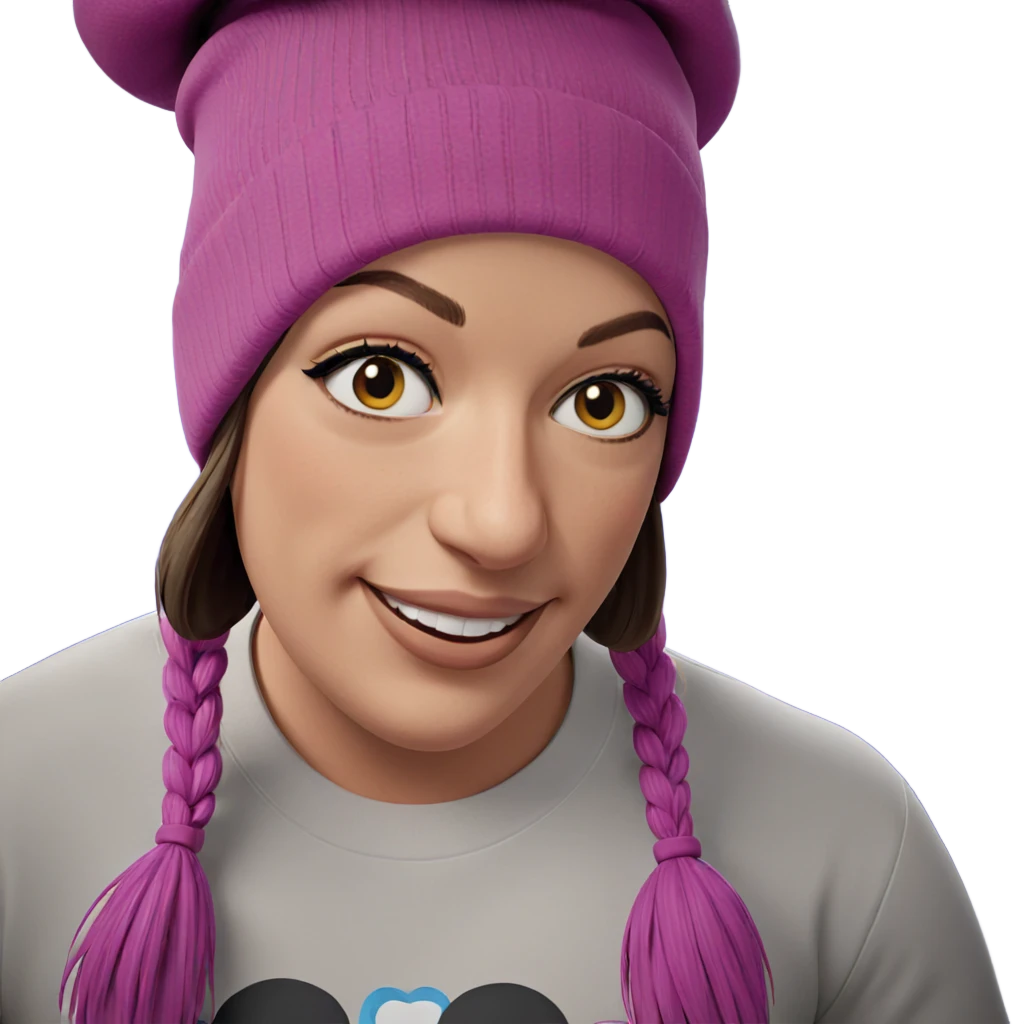 smiling girl in beanie emoji