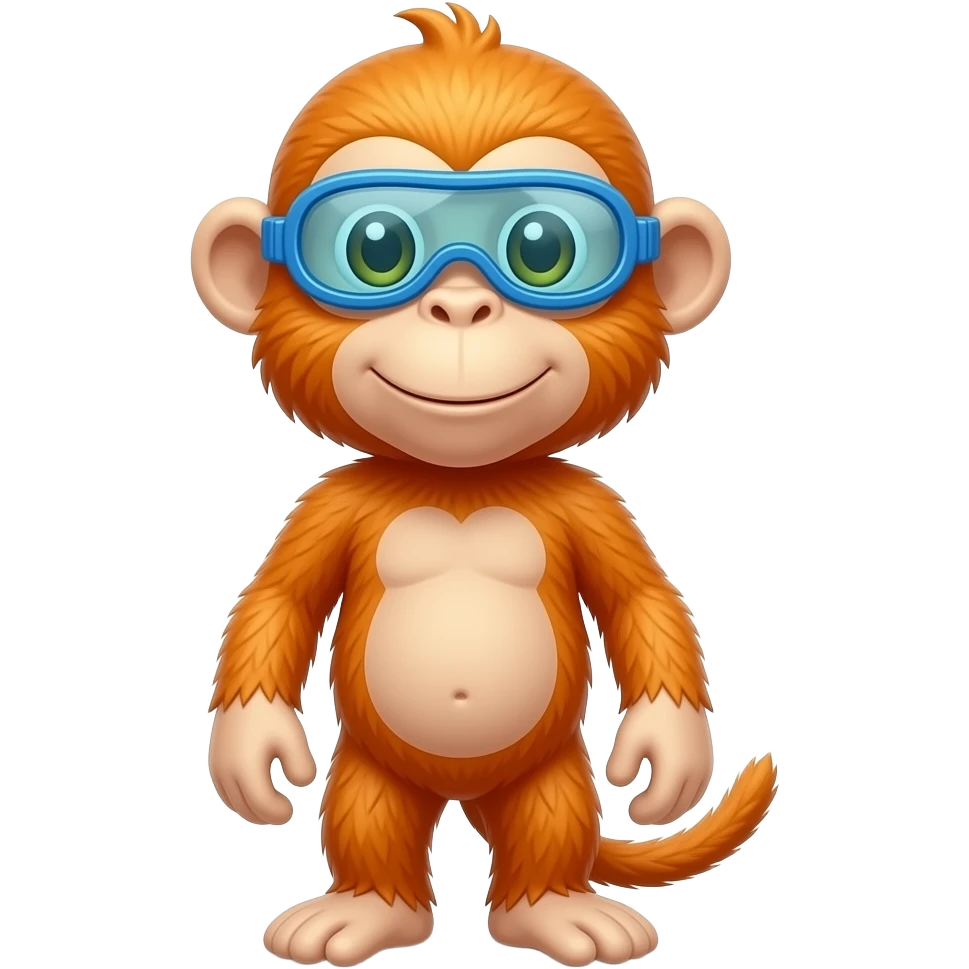 Monkey colour mix of orange and yellowish with swimming glasses emoji