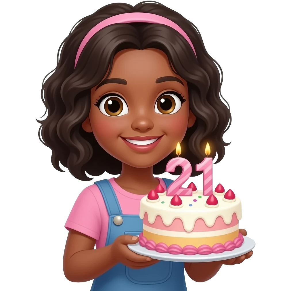 black girl 21st birthday cake emoji