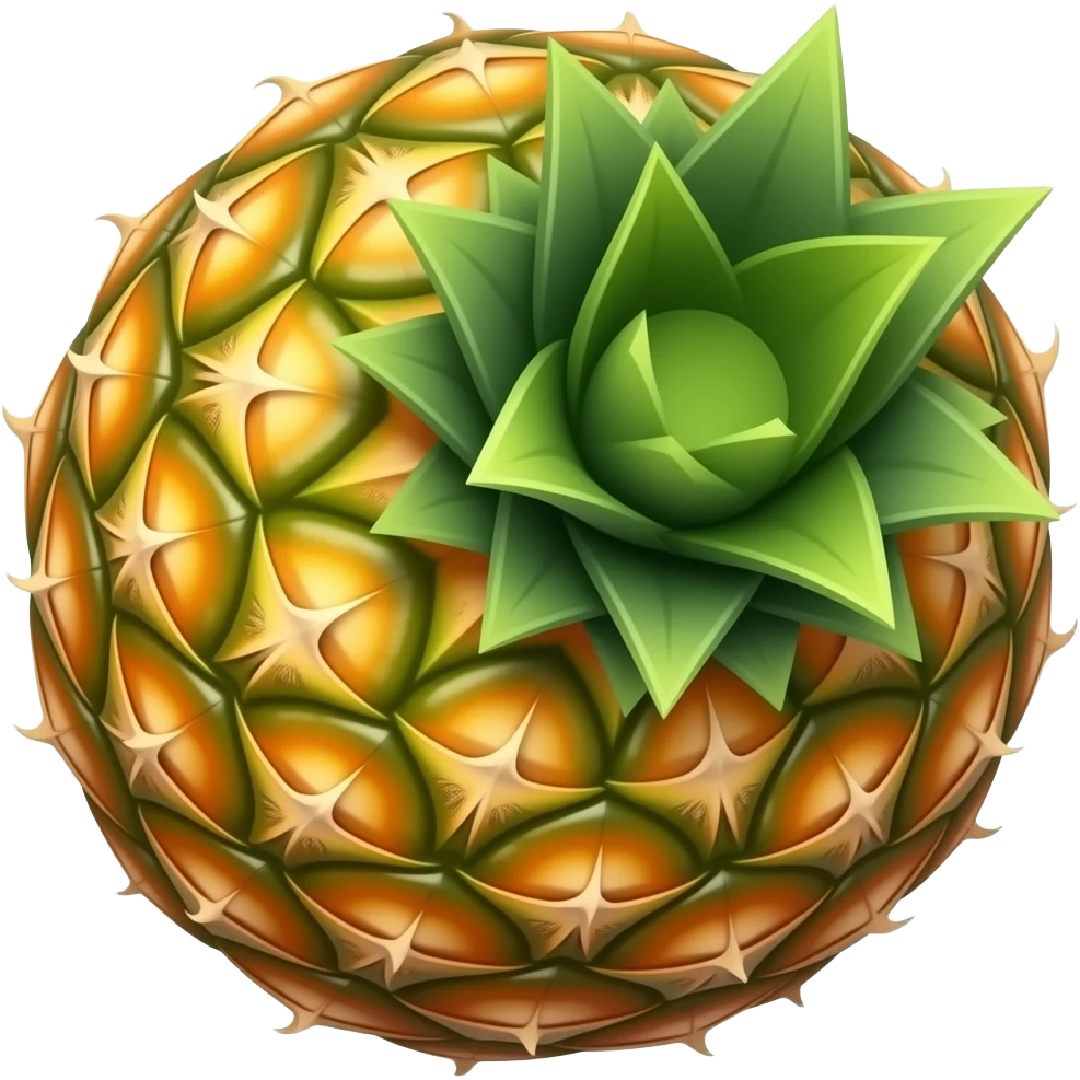 A pineapple flipped 180 degrees clockwise around the x axis emoji