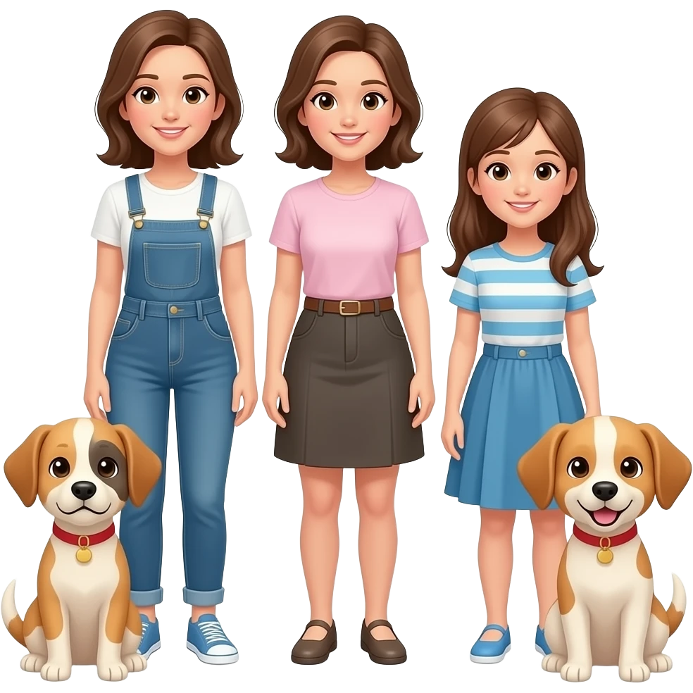 2 mujeres 2 niñas perritos emoji