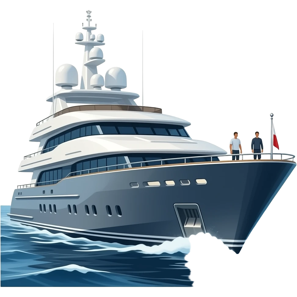 Giga yacht in sea and add people emoji