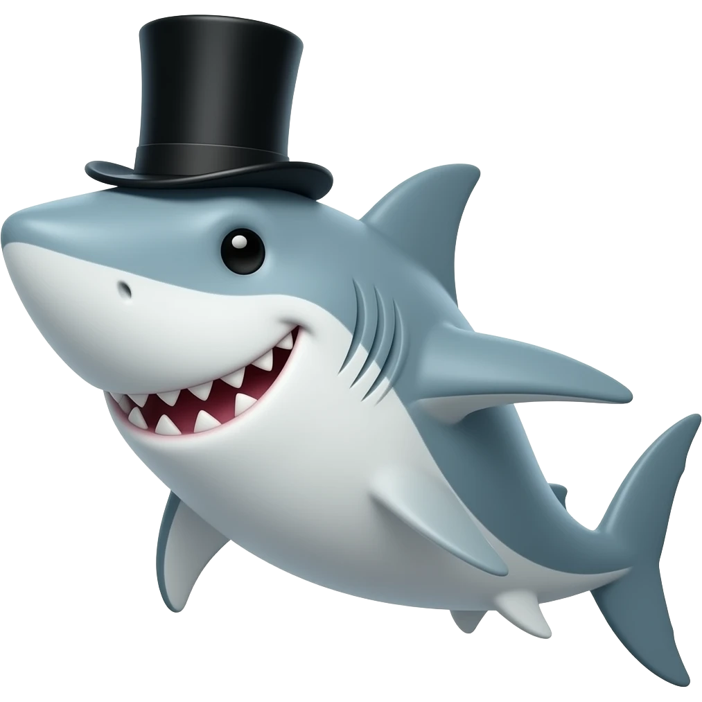 Shark with a top hat emoji