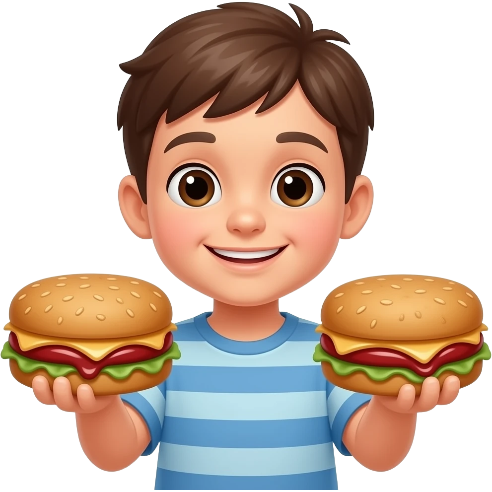 kid holding two sandwich emoji