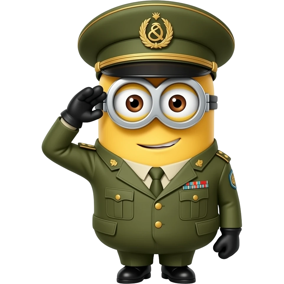 minion in army general uniform saluting text aOT emoji