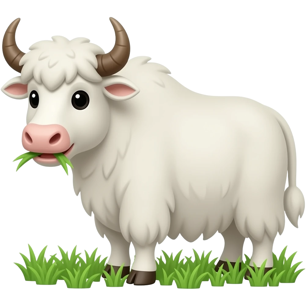 Cartoon white yak eating emoji