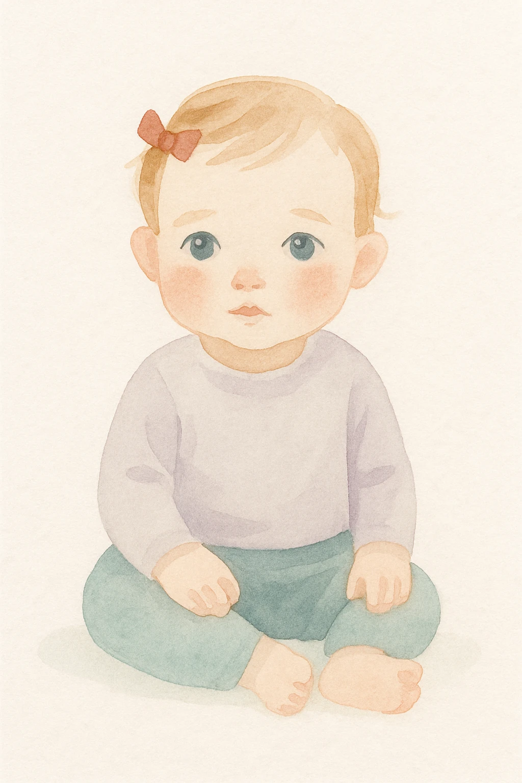 baby girl with blue eyes, delicate and sweet, watercolor art style emoji