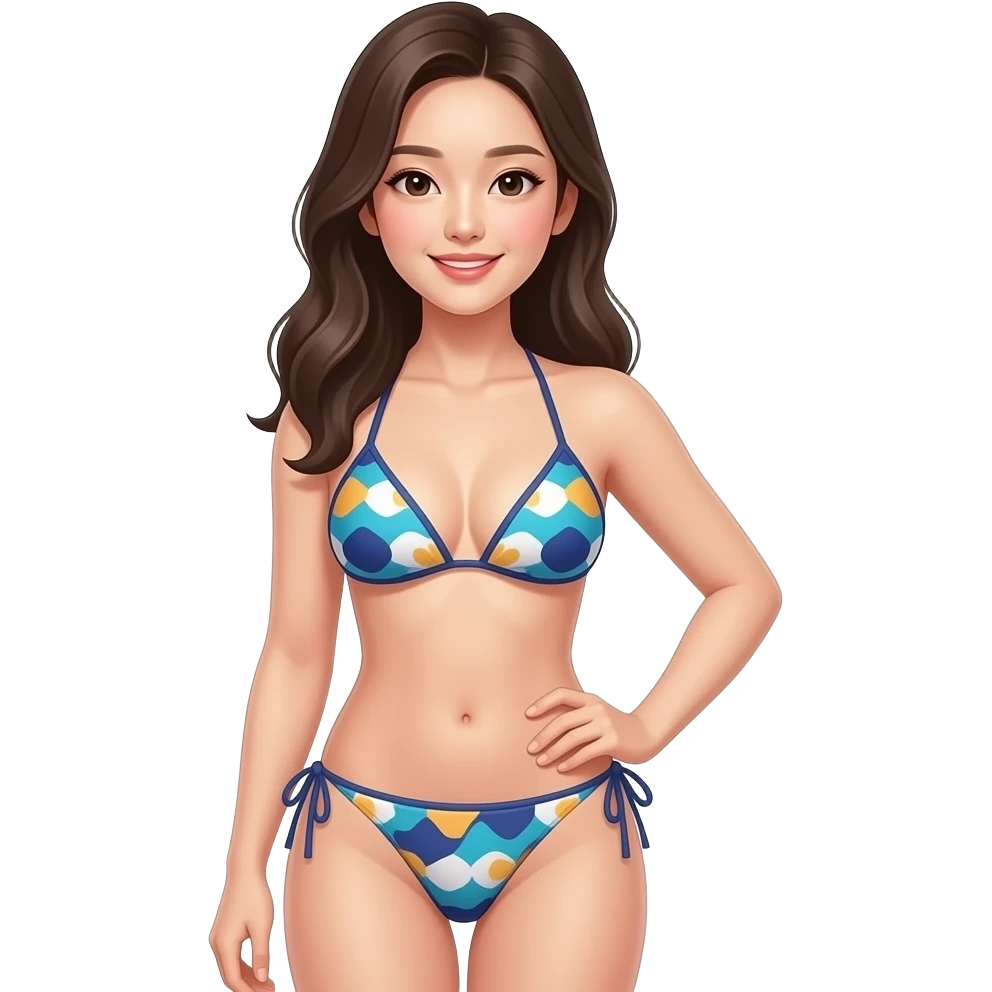 비키니를 입은 몸매가 좋은 한국 여자 emoji