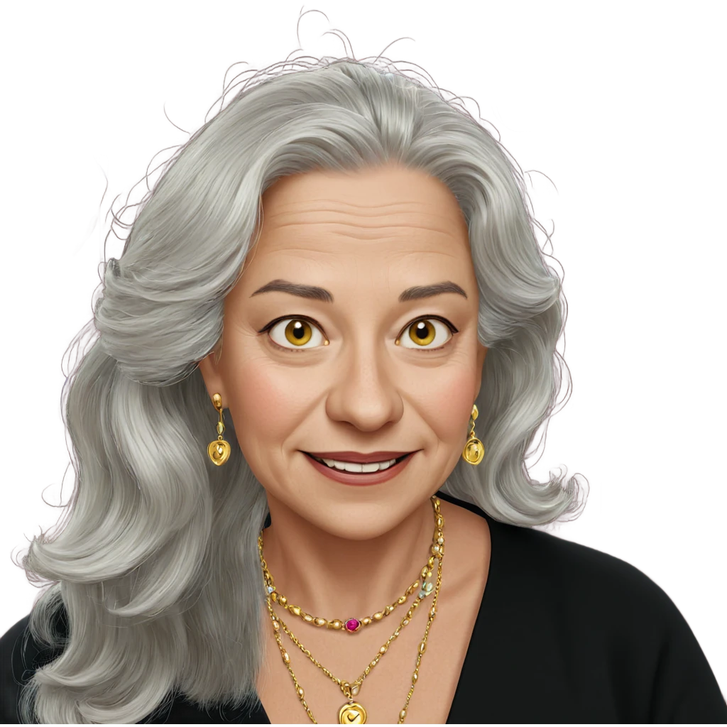 smiling elderly woman with jewelry emoji