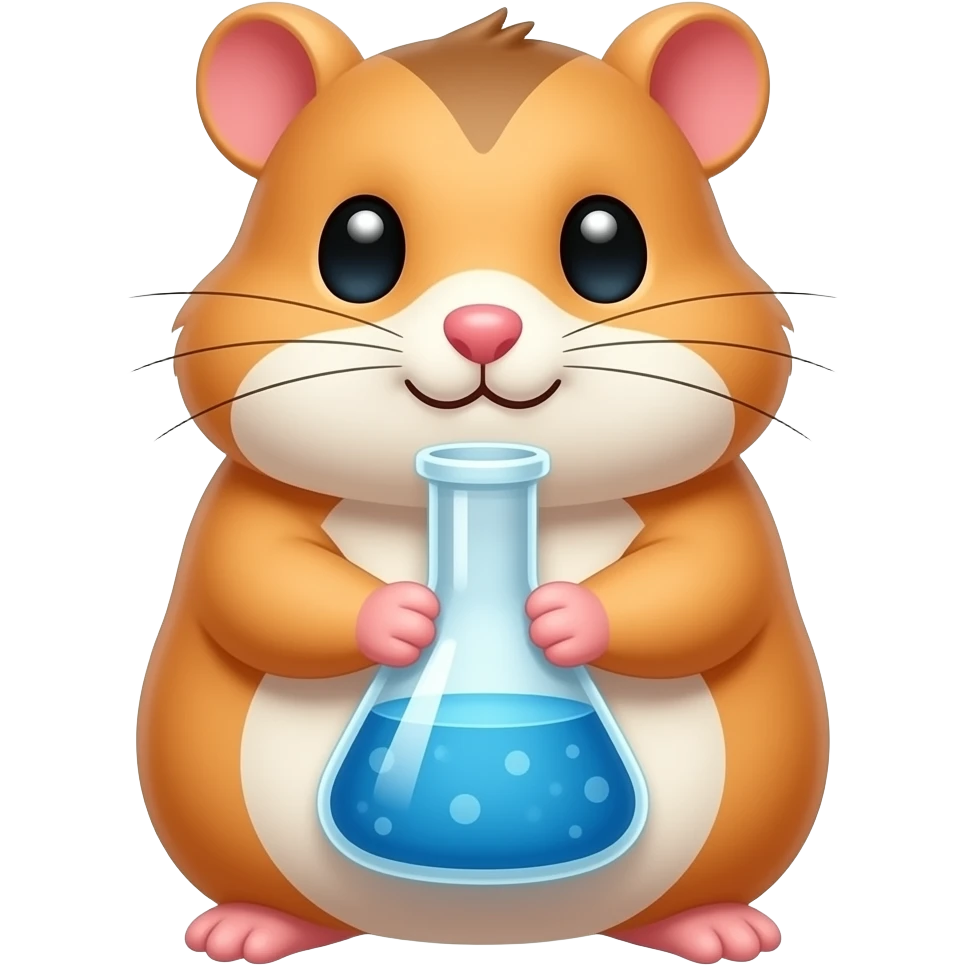 Cute chubby hamster holding an Erlenmeyer flask emoji