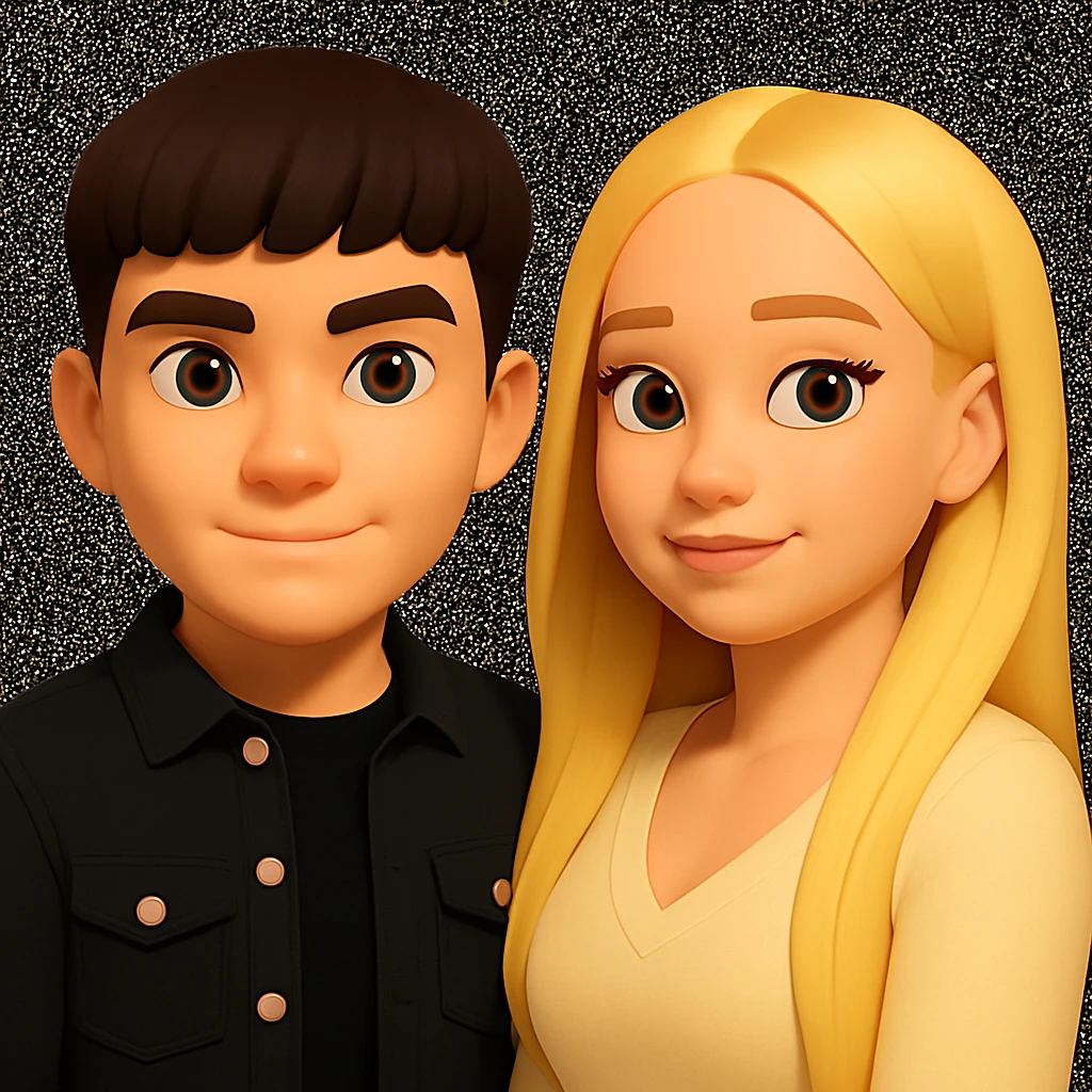 Slightly increase the volume of the upper body of the girl and move her slightly to the right, maintaining the style of the original image. emoji