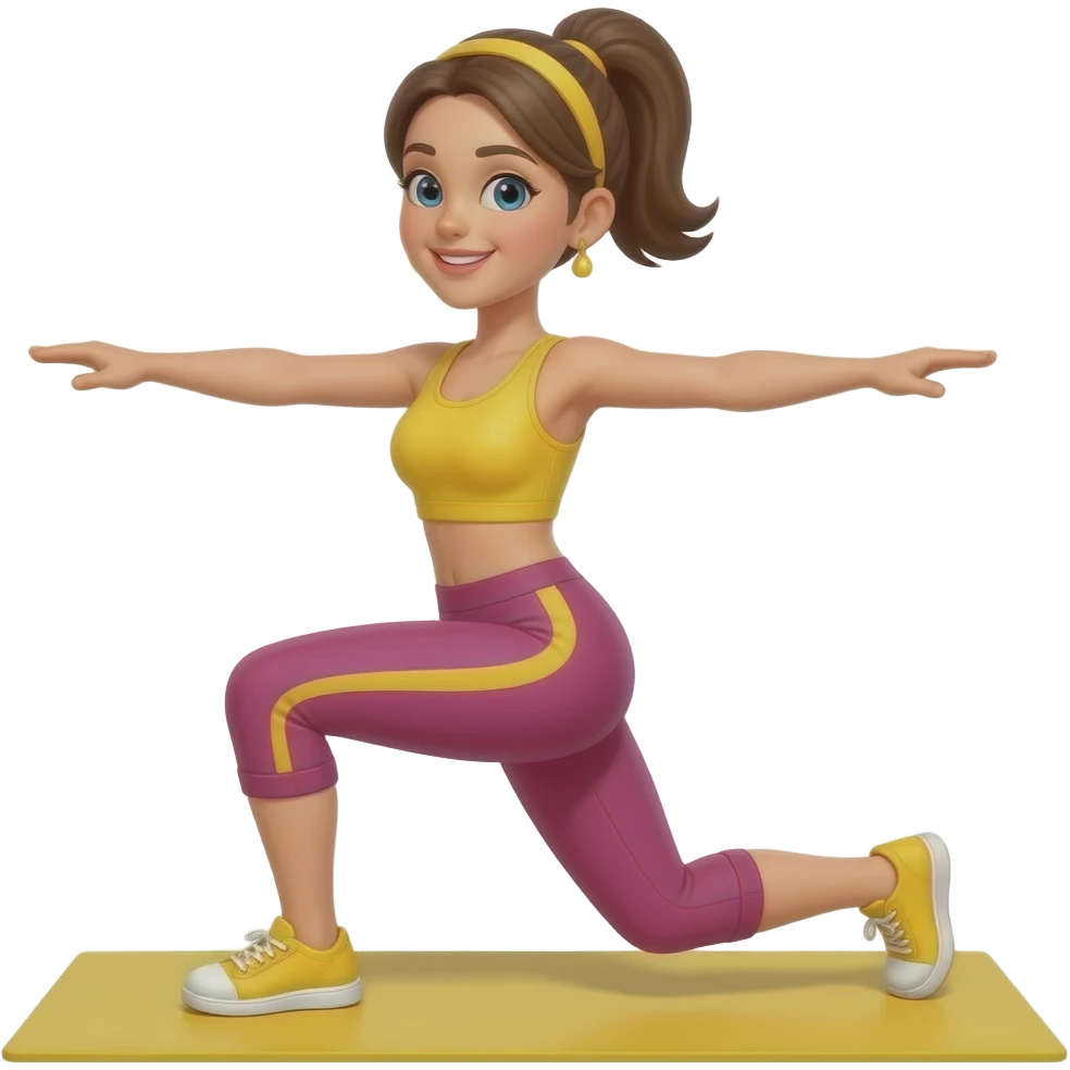 mujer haciendo ejercicio color amarillo y fuscia emoji