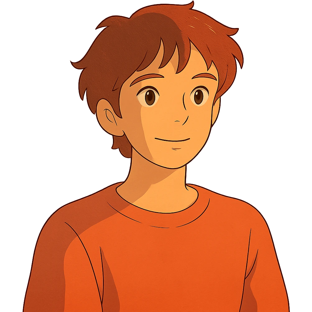 ghibli style portrait of a person with warm colors emoji