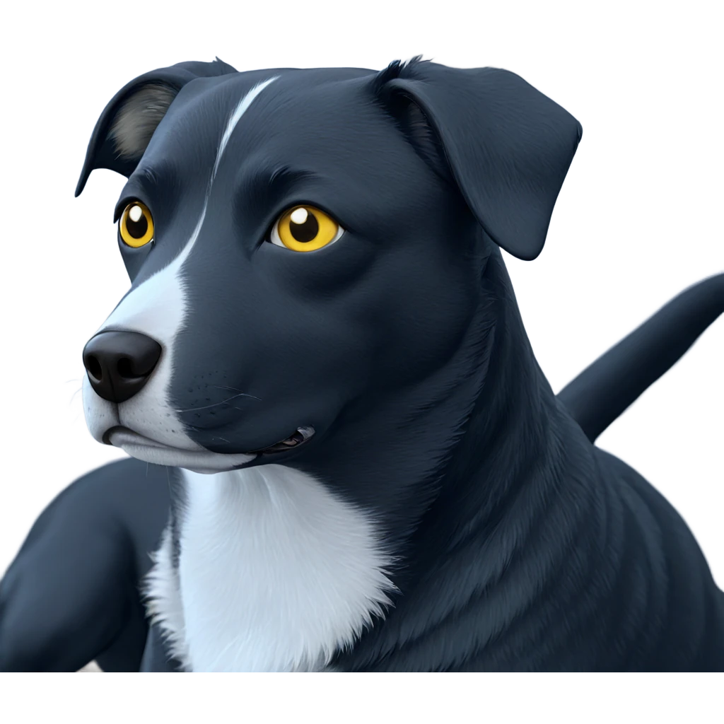 yellow eyed dog in focus emoji