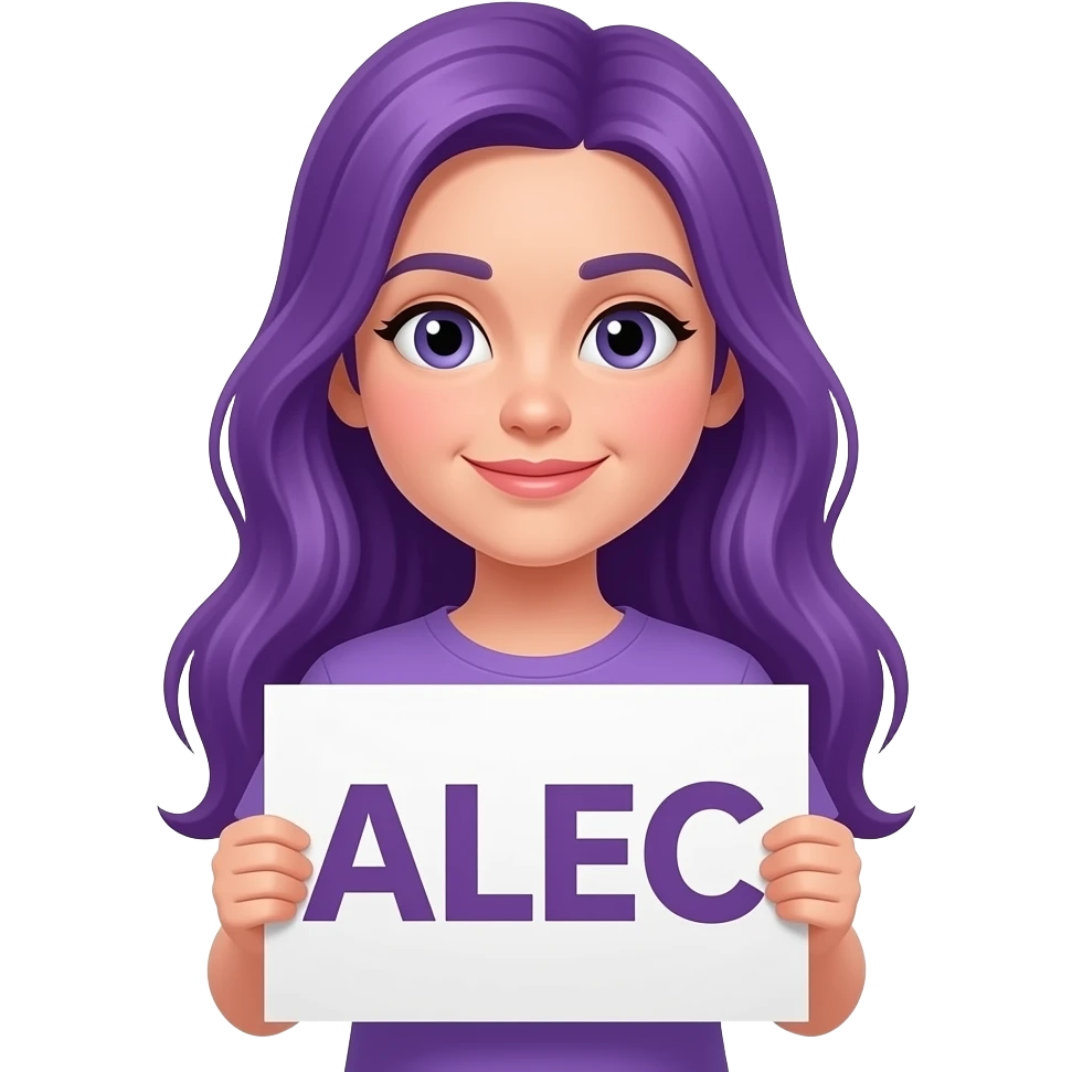 girl with long purple hair with a ALEC sign emoji