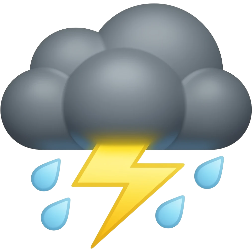 dark cloud with rain and lightning without bacjground emoji