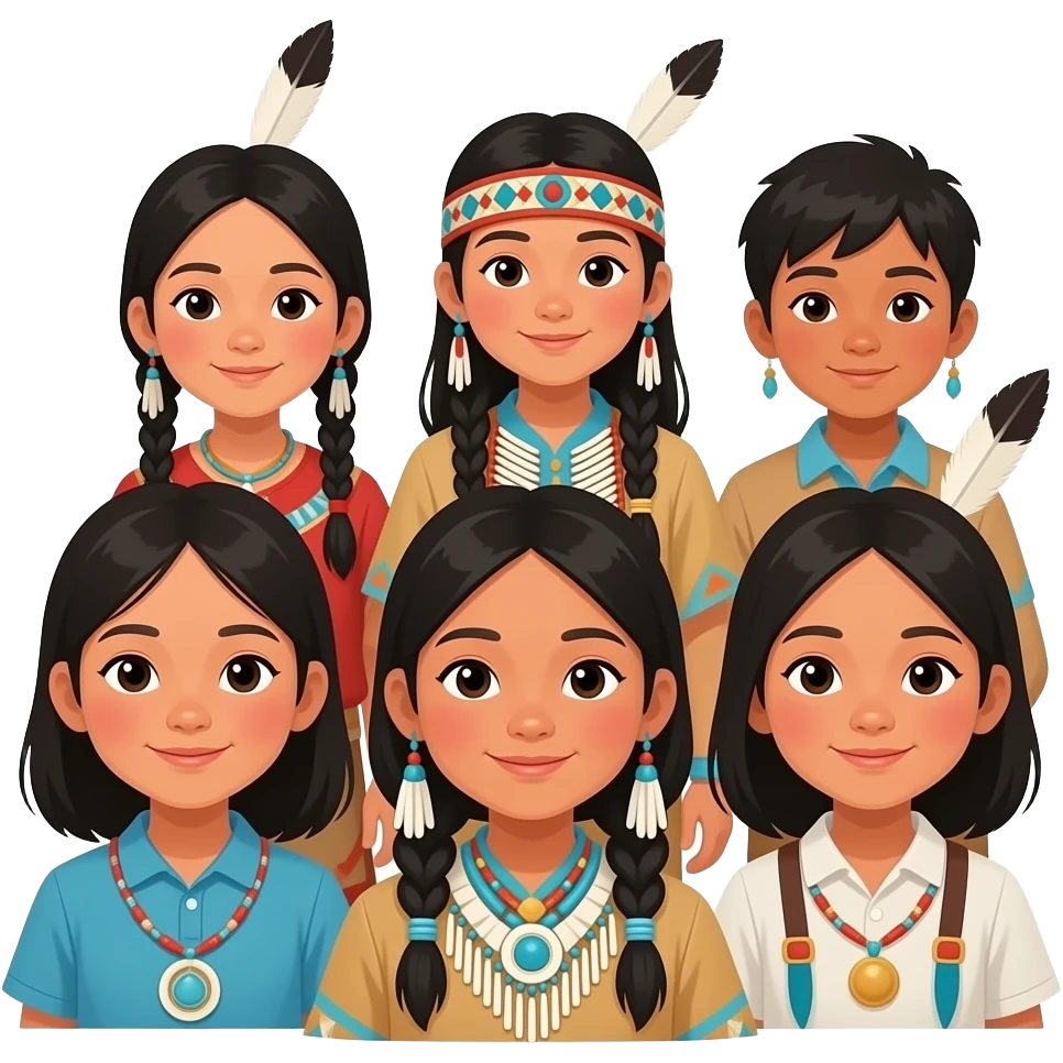Native American group of children emoji