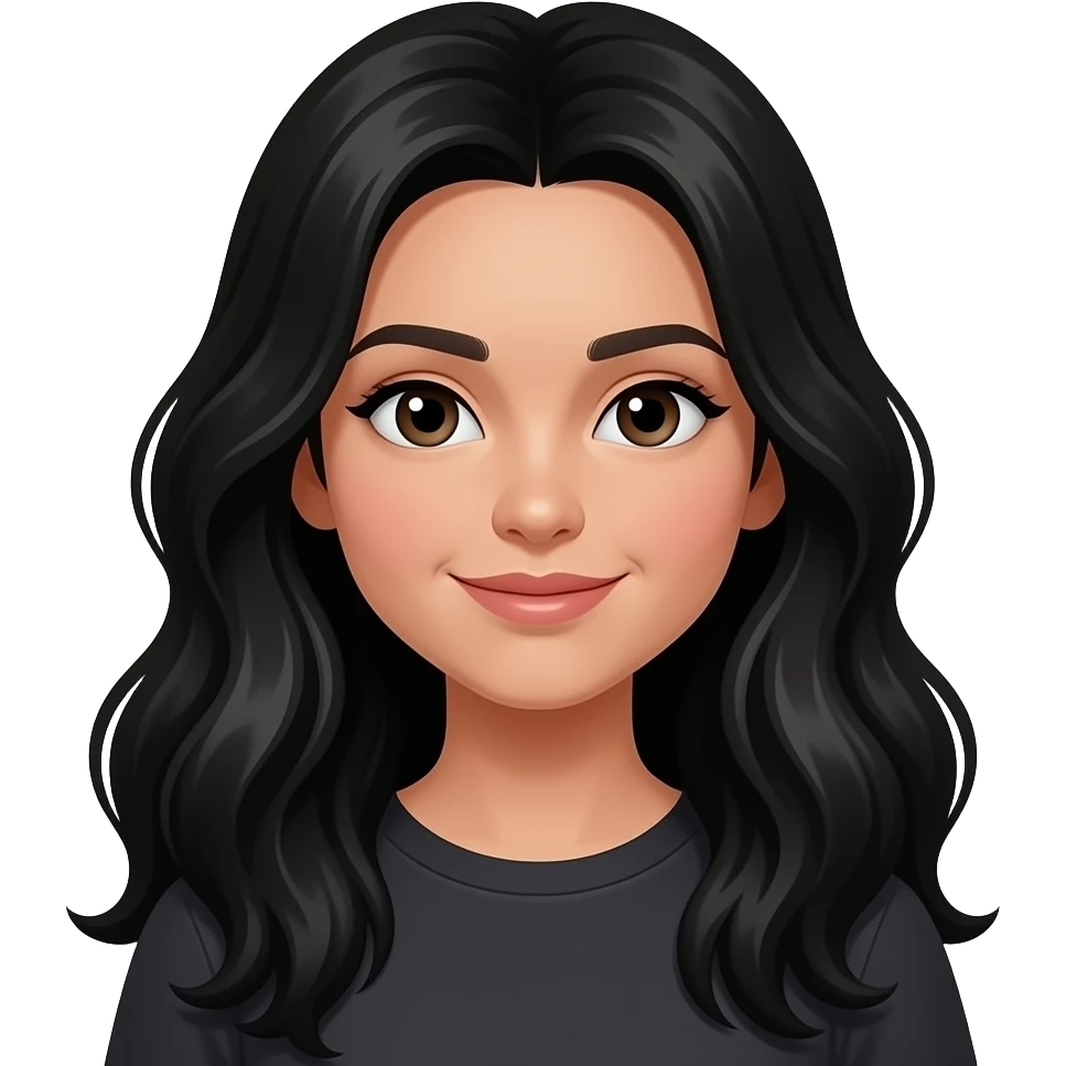 Change the middle one girl hairs into black long wavy hairs emoji