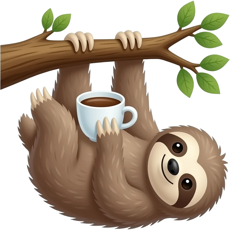 hanging sloth tree coffee emoji