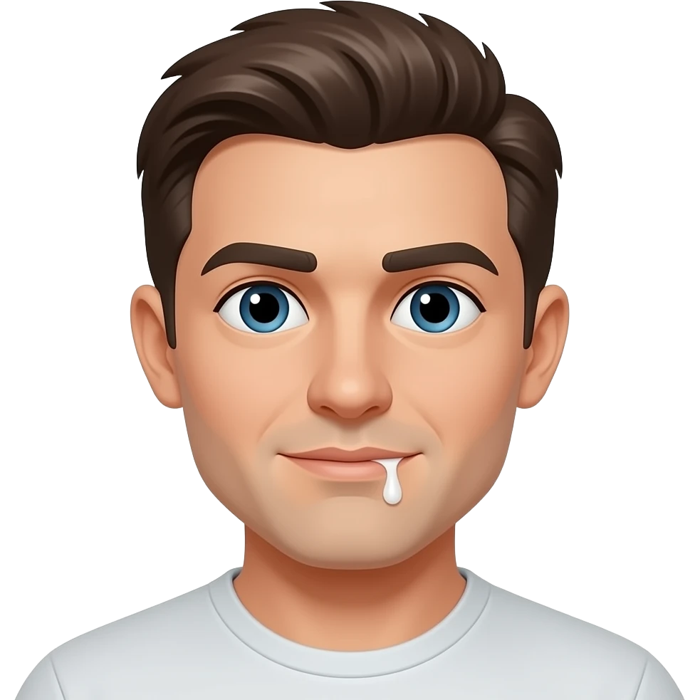 Guy with white liquid on mouth emoji