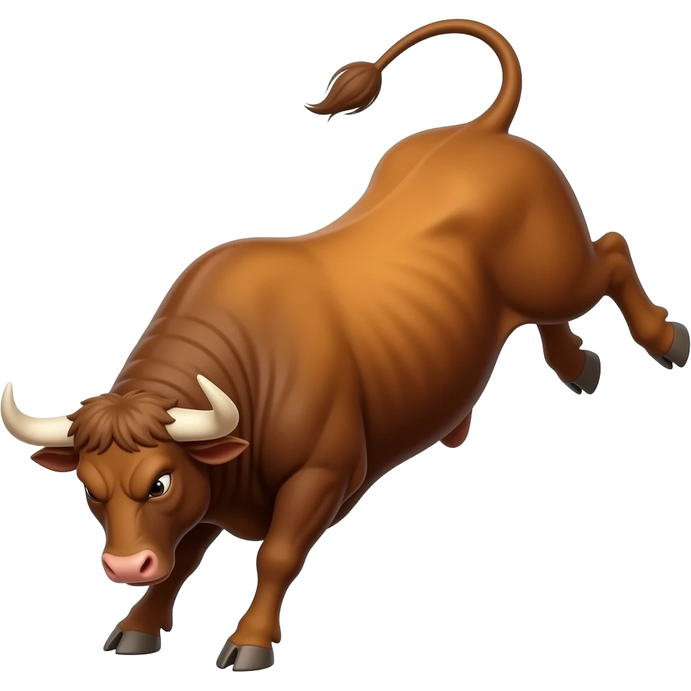 stylish 3D emoji style, glossy surface, soft shadows, white background, centered, no text, angry bucking  bull character, amber color emoji