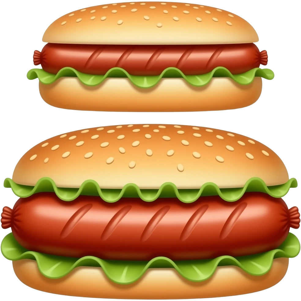 drei rostbratwürste im brötchen - nur brötchen und wurst, kein grünzeug emoji