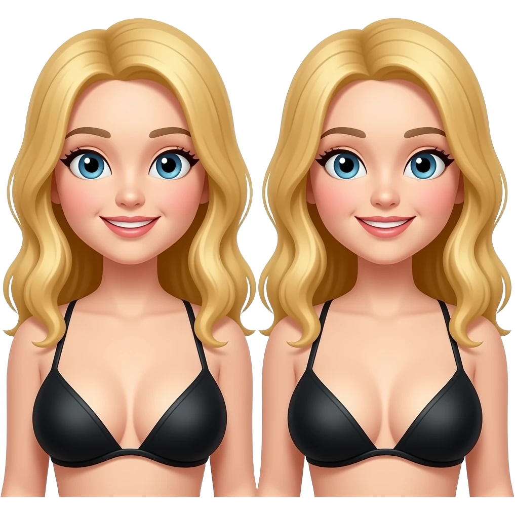 Make an emoji of my pic file:///var/mobile/Library/SMS/Attachments/44/04/CAD02A14-1326-4E90-9FCD-F5731052EA4A/IMG_5587.HEIC blond twins with large breasts emoji
