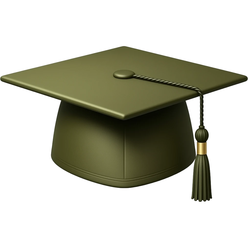 graduation hat is dark olive emoji