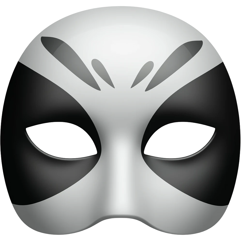Black and white wee mask emoji