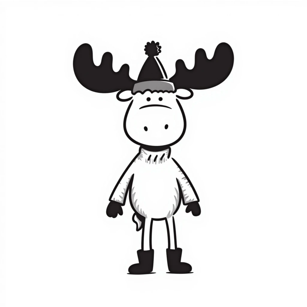 Hand drawn doodle style moose emoji