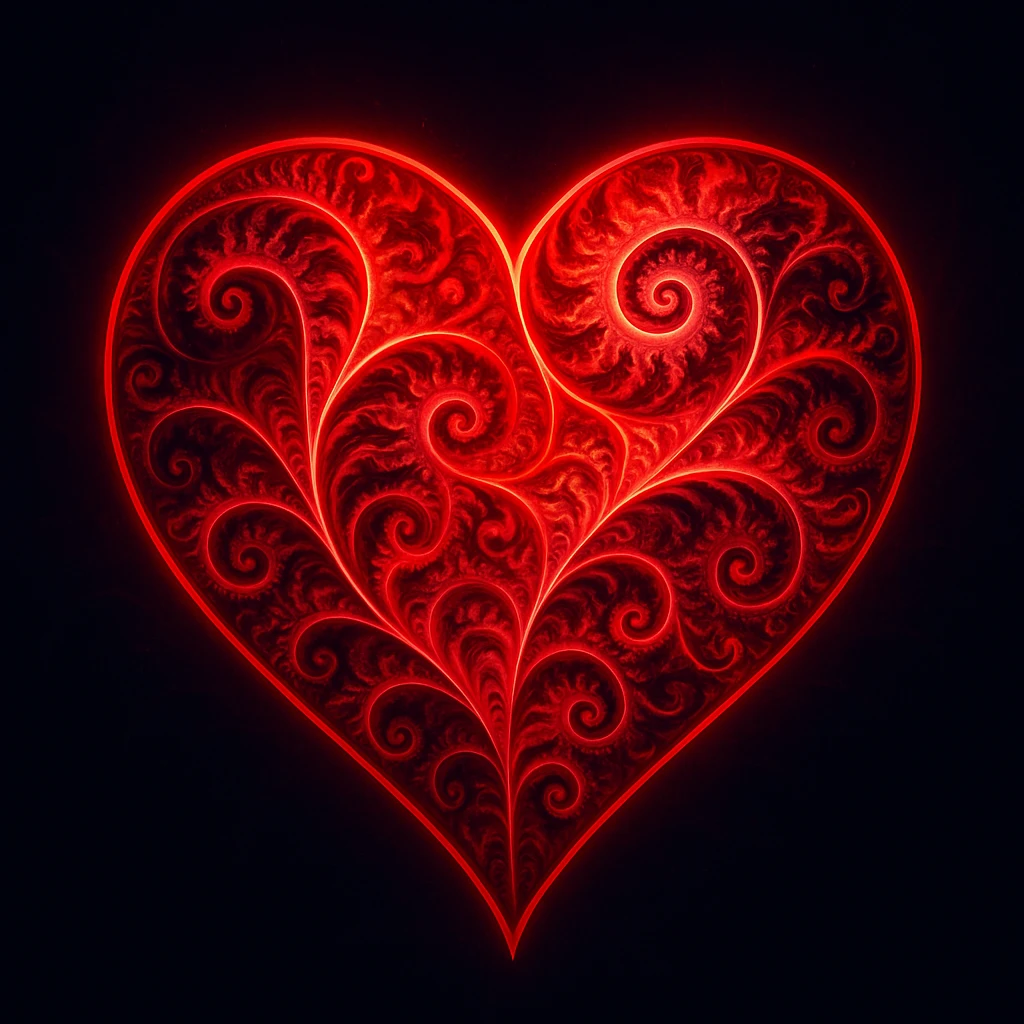 heart with a fractal pattern, digital illustration emoji