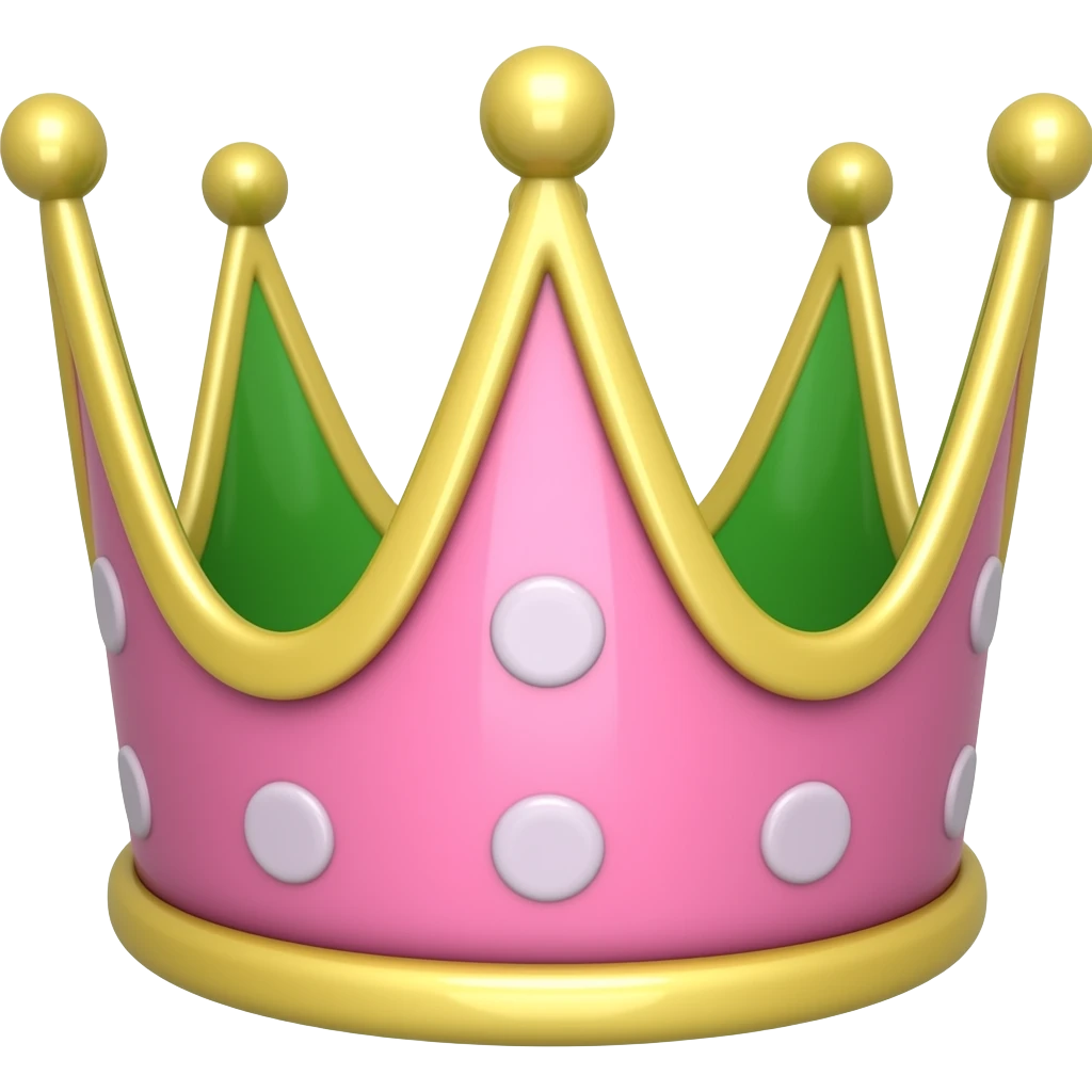 pink and green crown emoji