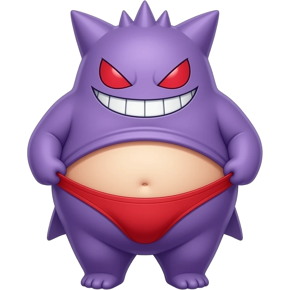 Gengar fat tall wearing red underwear pulls down sexy showing back emoji