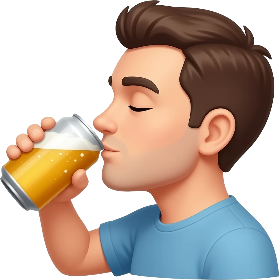 drinking a canned beer from the side emoji
