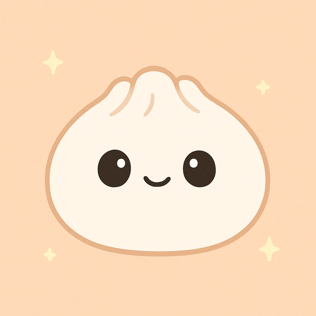 simple and cute dumpling, soft white color, rounded shape, subtle smile, minimal details emoji