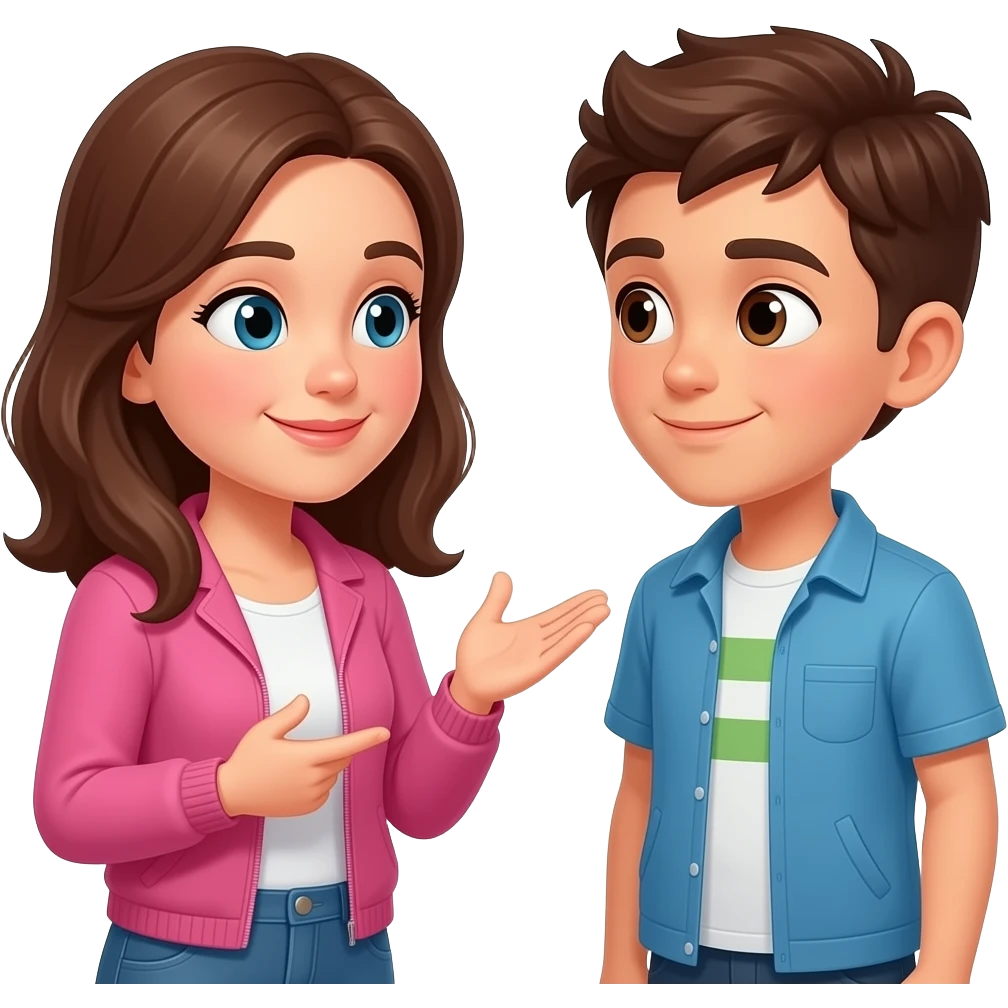 charla mujer y hombre joven adolescente emoji