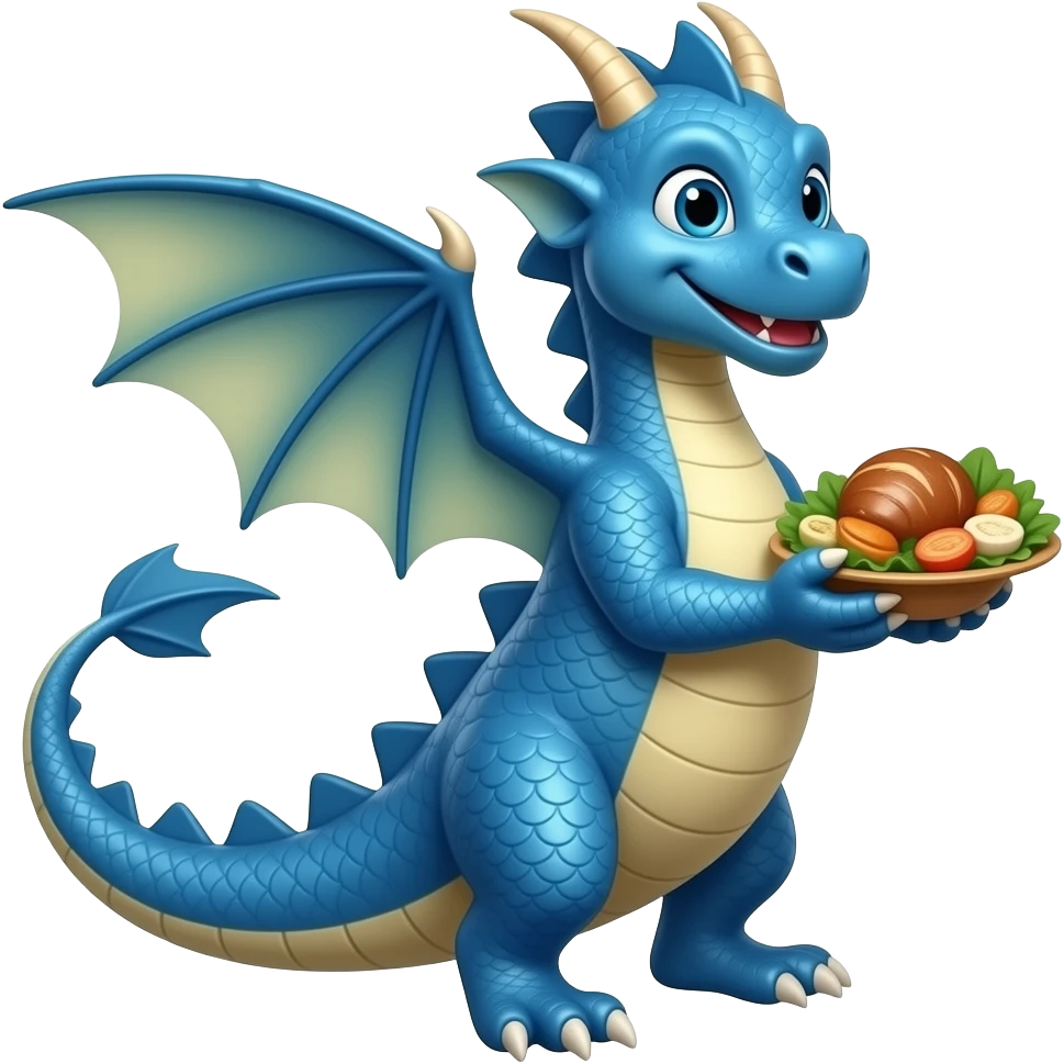 Blue dragon holding food emoji