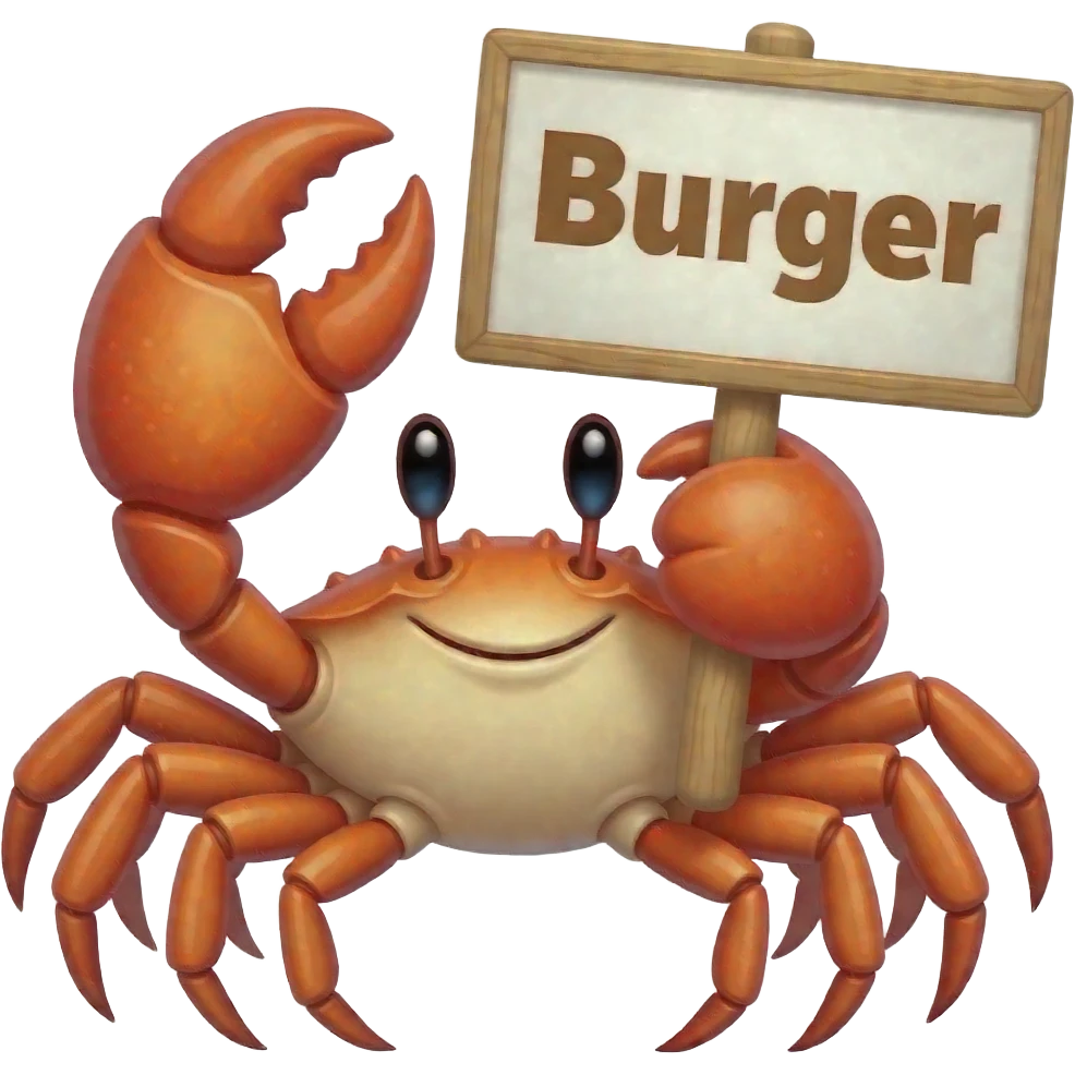 Crabs holding a sign saying Burger emoji