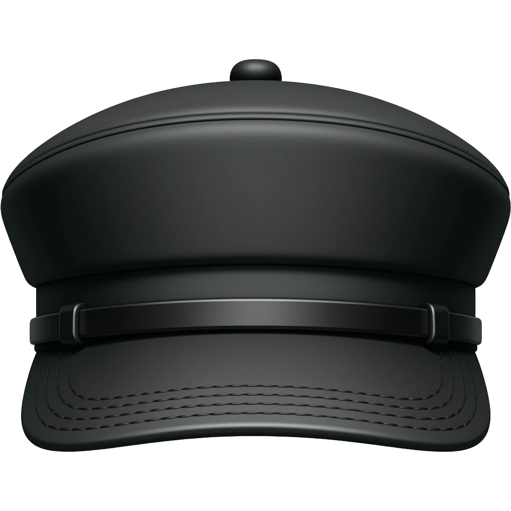 A black stylish flat military style Brixton fashion hard-brimmed long-brimmed Greek cap newsboy’s cap, separated emoji