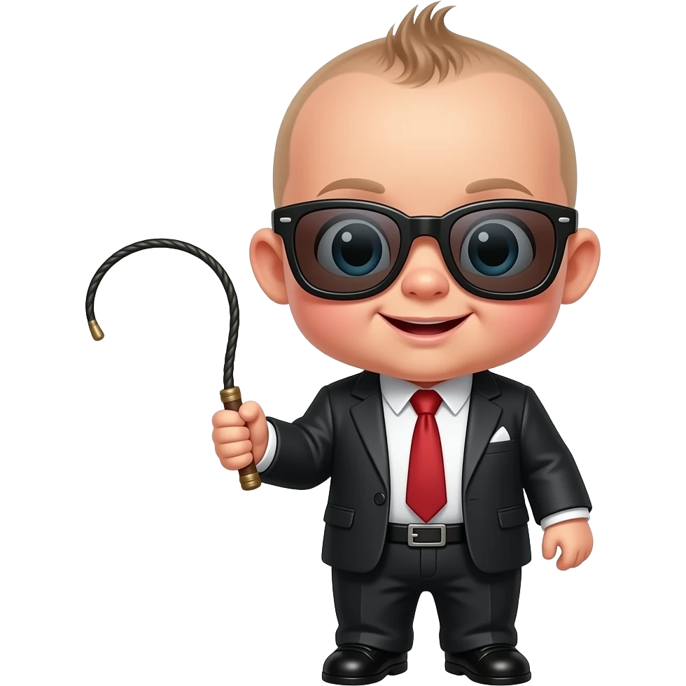 Baby boss with whip emoji