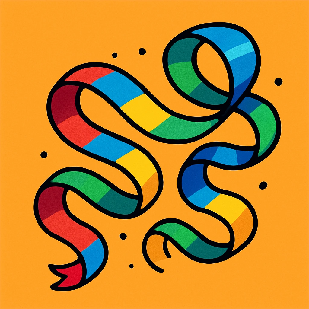colorful and fun ribbon in cartoon style emoji
